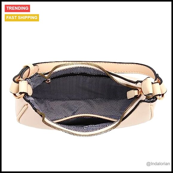 Small Crescent Shoulder Bag Elegant Minimal Chic Underarm Purse Lightweight